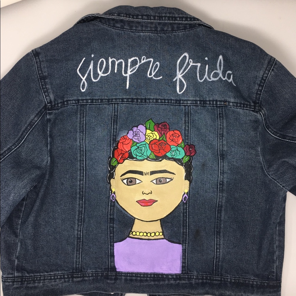 Custom Hand painted Frida Kahlo Jean Jacket